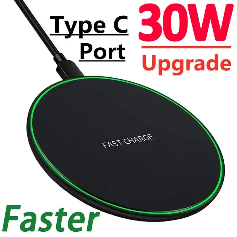 30W Wireless Charger Pad for iPhone 15 14 13 12 11 Pro Max X Samsung Xiaomi Phone Chargers Induction Fast Charging Dock Station Pinnacle Luxuries