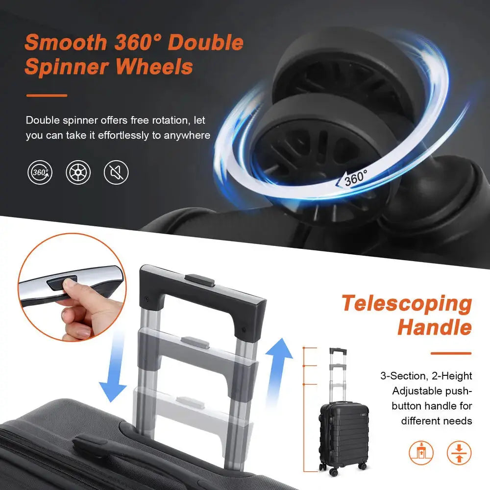 3PCS Suitcases Carry-On Set Hardside Expandable Spinner Travel Stylish Luggage Pinnacle Luxuries