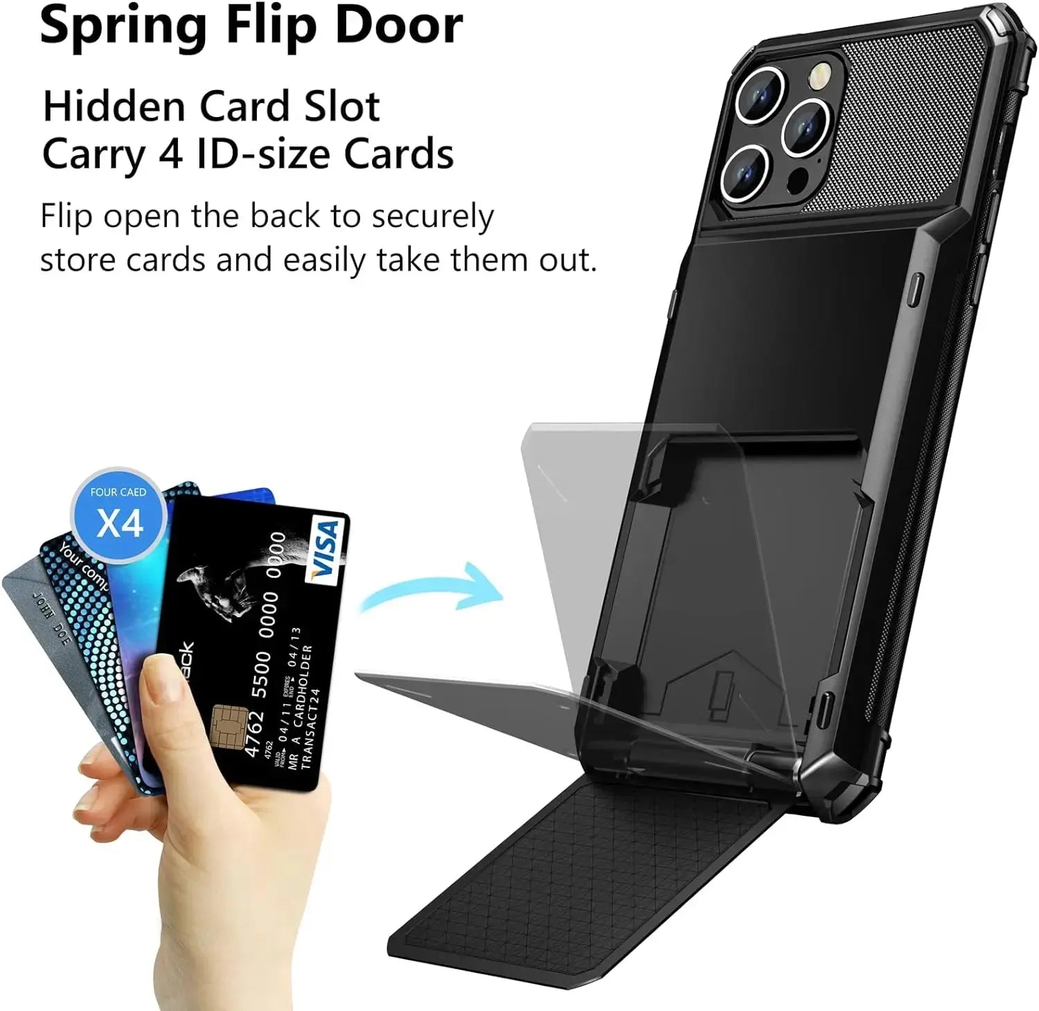 Card Holder Case For iPhone 16 Pro Max 16 15 Pro Max 14 13 12 11 Heavy Duty Wallet Hidden Flip Slot Protective Hard Back Covers Pinnacle Luxuries
