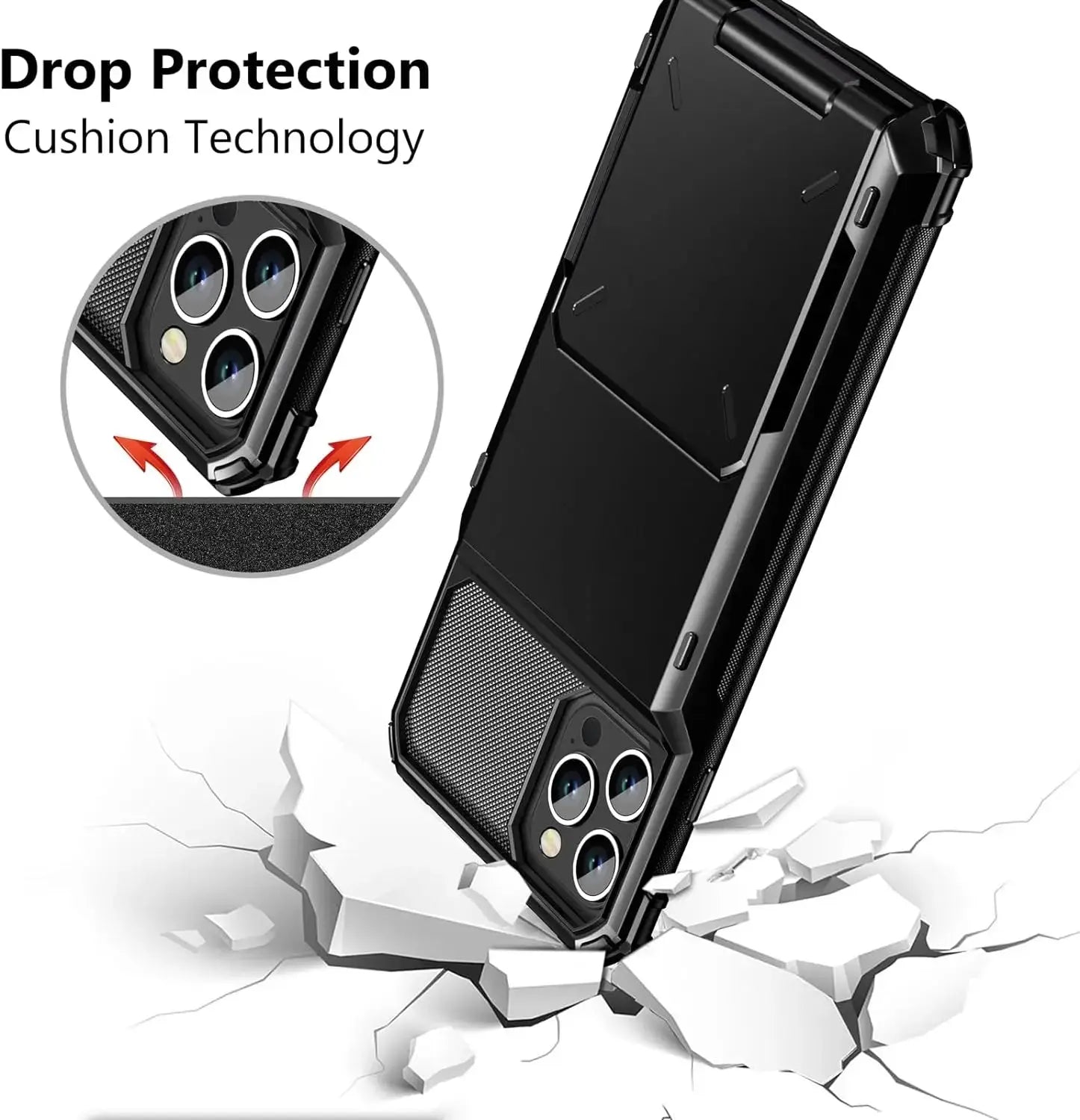 Card Holder Case For iPhone 16 Pro Max 16 15 Pro Max 14 13 12 11 Heavy Duty Wallet Hidden Flip Slot Protective Hard Back Covers Pinnacle Luxuries