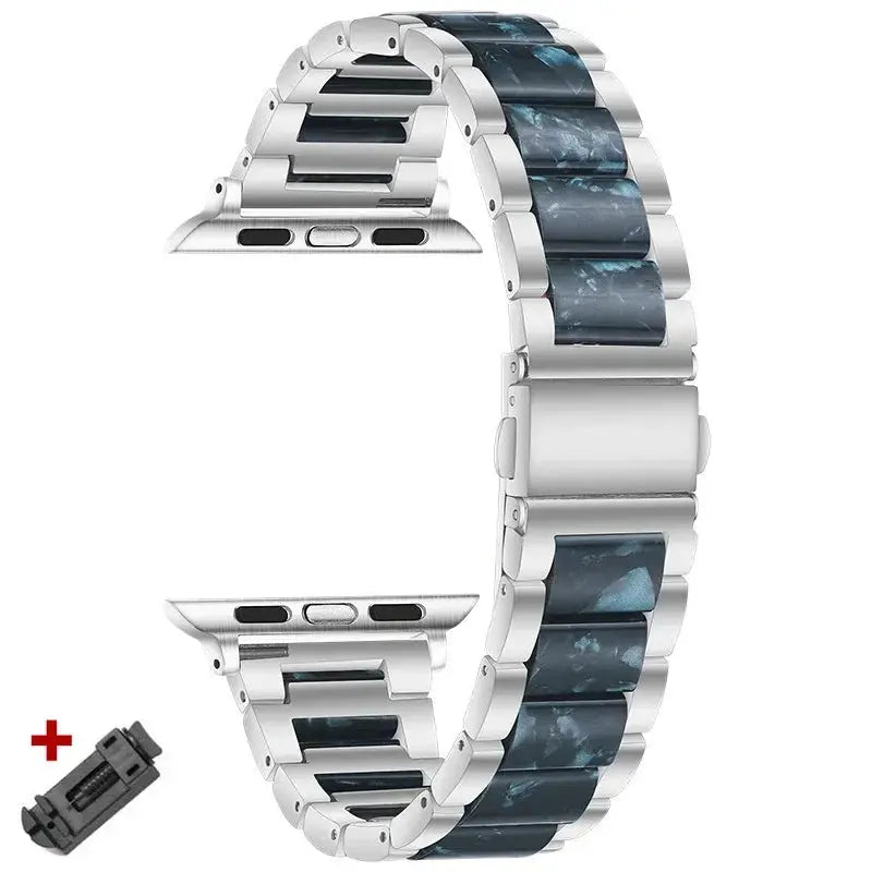 EleganceFit™ Resin & Stainless Steel Band for Apple Watch Series 11, Ultra 3, 10, 9, 8, 7, 6, SE (42mm–49mm)