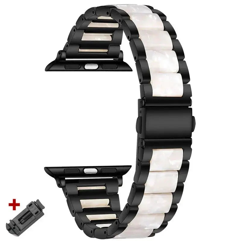 EleganceFit™ Resin & Stainless Steel Band for Apple Watch Series 11, Ultra 3, 10, 9, 8, 7, 6, SE (42mm–49mm)