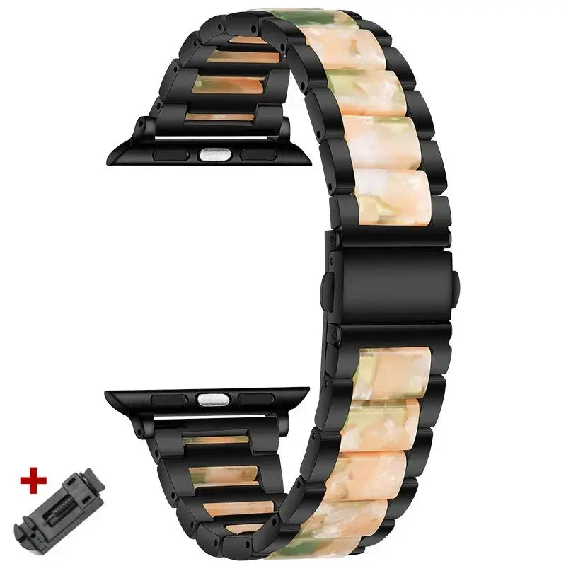 EleganceFit™ Resin & Stainless Steel Band for Apple Watch Series 11, Ultra 3, 10, 9, 8, 7, 6, SE (42mm–49mm)