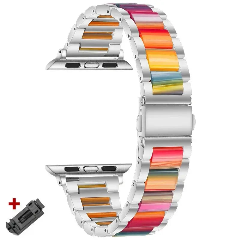EleganceFit™ Resin & Stainless Steel Band for Apple Watch Series 11, Ultra 3, 10, 9, 8, 7, 6, SE (42mm–49mm)