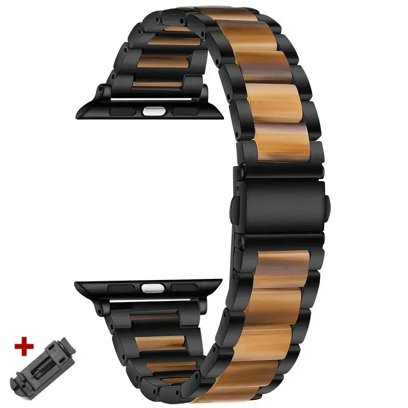 EleganceFit™ Resin & Stainless Steel Band for Apple Watch Series 11, Ultra 3, 10, 9, 8, 7, 6, SE (42mm–49mm)