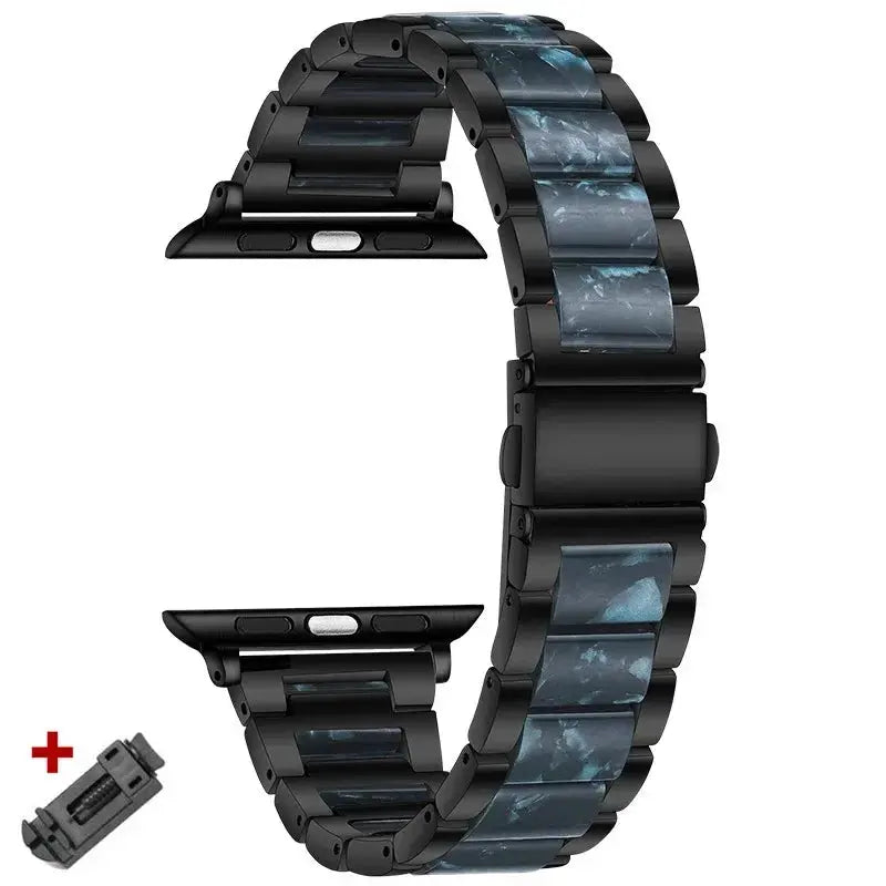 EleganceFit™ Resin & Stainless Steel Band for Apple Watch Series 11, Ultra 3, 10, 9, 8, 7, 6, SE (42mm–49mm)