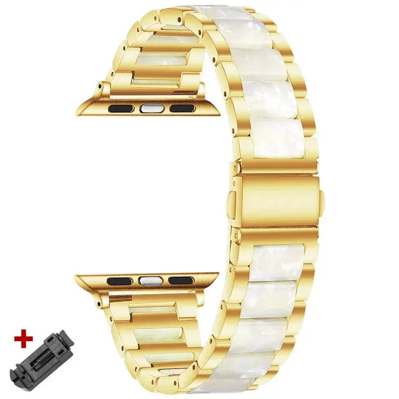 EleganceFit™ Resin & Stainless Steel Band for Apple Watch Series 11, Ultra 3, 10, 9, 8, 7, 6, SE (42mm–49mm)