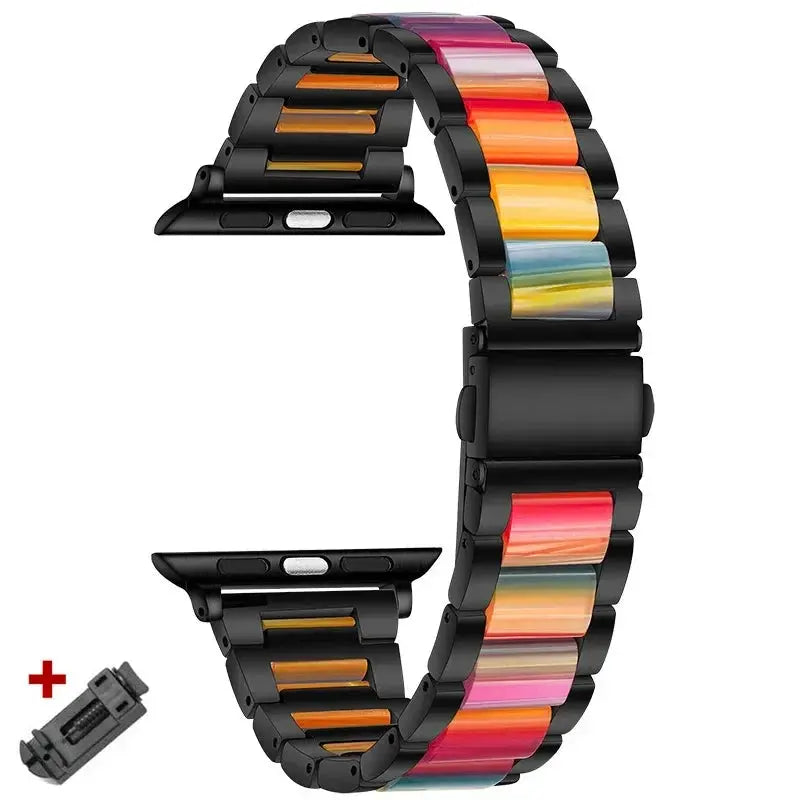 EleganceFit™ Resin & Stainless Steel Band for Apple Watch Series 11, Ultra 3, 10, 9, 8, 7, 6, SE (42mm–49mm)