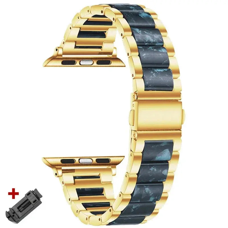 EleganceFit™ Resin & Stainless Steel Band for Apple Watch Series 11, Ultra 3, 10, 9, 8, 7, 6, SE (42mm–49mm)