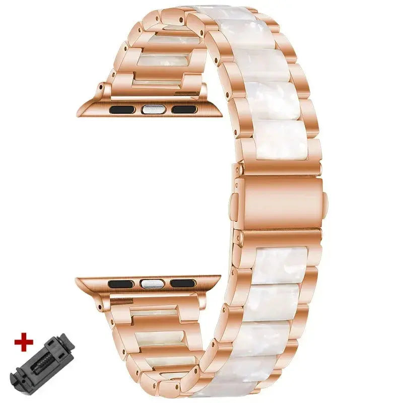 EleganceFit™ Resin & Stainless Steel Band for Apple Watch Series 11, Ultra 3, 10, 9, 8, 7, 6, SE (42mm–49mm)