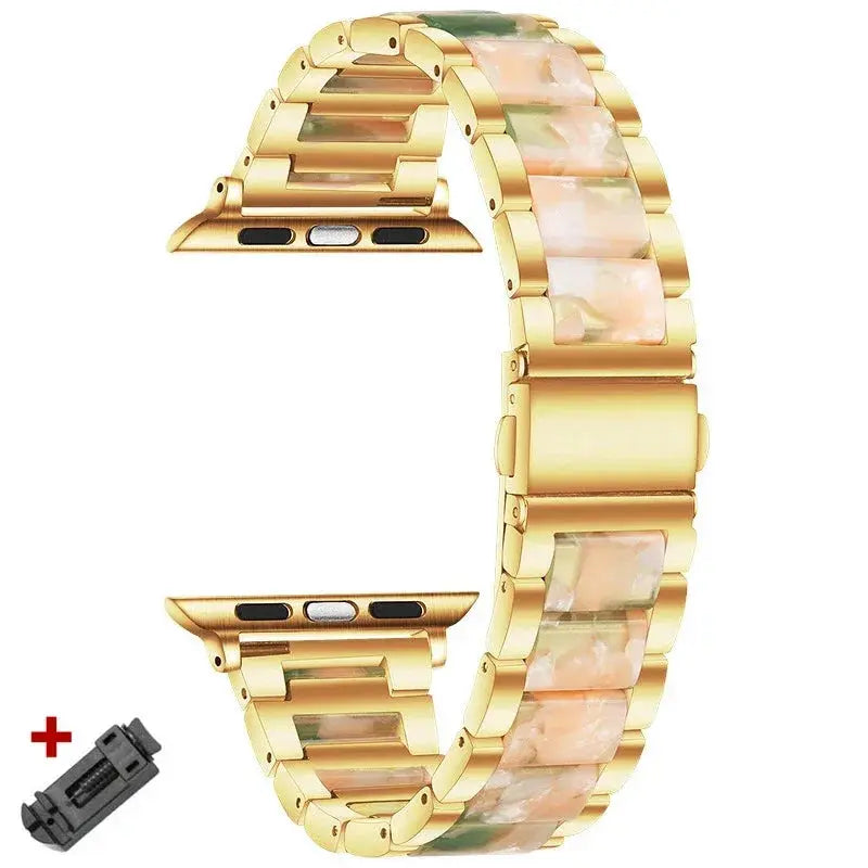 EleganceFit™ Resin & Stainless Steel Band for Apple Watch Series 11, Ultra 3, 10, 9, 8, 7, 6, SE (42mm–49mm)