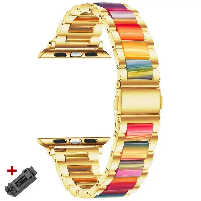 EleganceFit™ Resin & Stainless Steel Band for Apple Watch Series 11, Ultra 3, 10, 9, 8, 7, 6, SE (42mm–49mm)