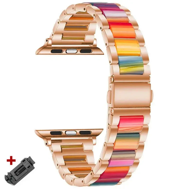 EleganceFit™ Resin & Stainless Steel Band for Apple Watch Series 11, Ultra 3, 10, 9, 8, 7, 6, SE (42mm–49mm)