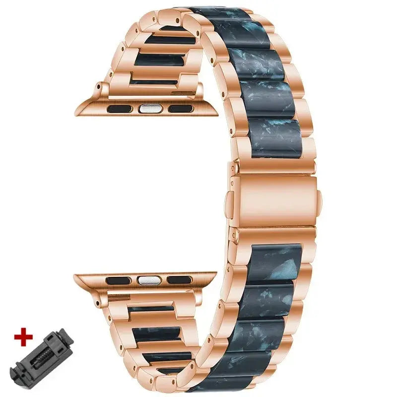 EleganceFit™ Resin & Stainless Steel Band for Apple Watch Series 11, Ultra 3, 10, 9, 8, 7, 6, SE (42mm–49mm)