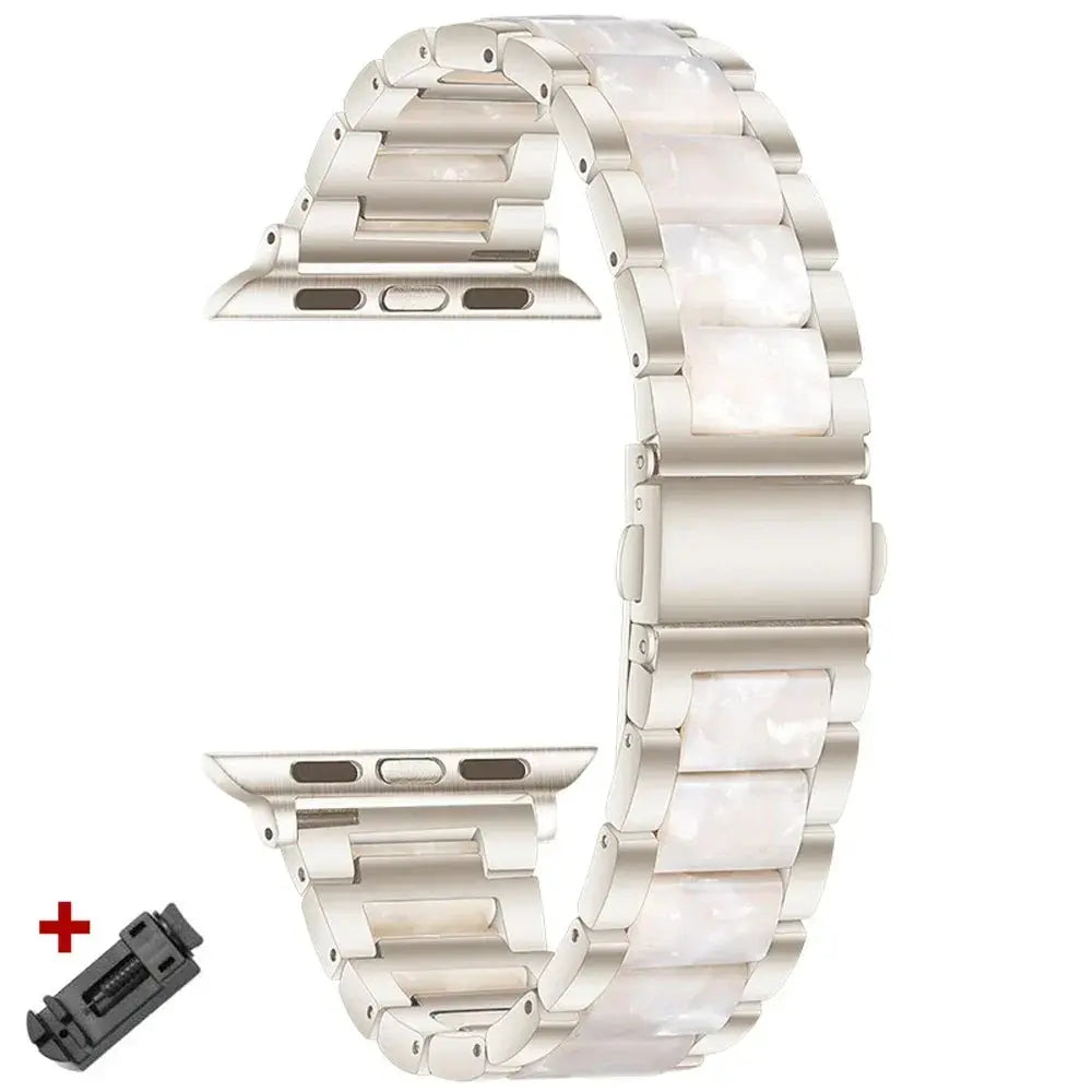 EleganceFit™ Resin & Stainless Steel Band for Apple Watch Series 11, Ultra 3, 10, 9, 8, 7, 6, SE (42mm–49mm)