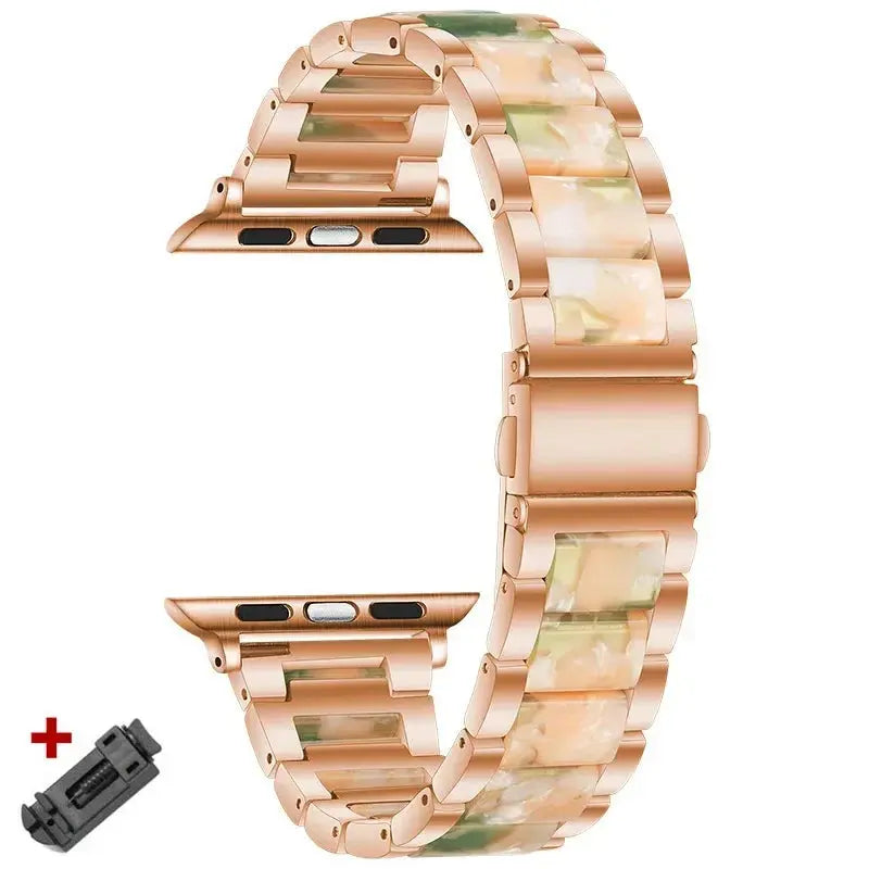 EleganceFit™ Resin & Stainless Steel Band for Apple Watch Series 11, Ultra 3, 10, 9, 8, 7, 6, SE (42mm–49mm)