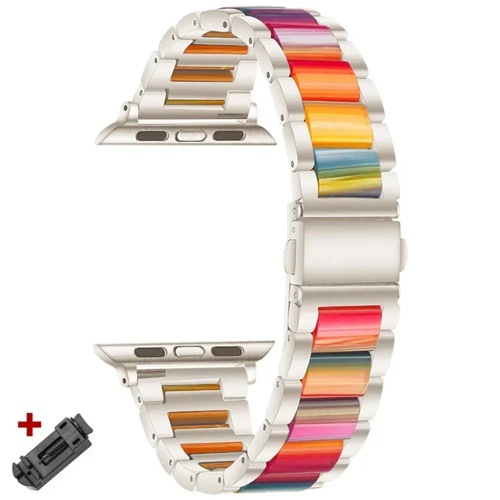 EleganceFit™ Resin & Stainless Steel Band for Apple Watch Series 11, Ultra 3, 10, 9, 8, 7, 6, SE (42mm–49mm)