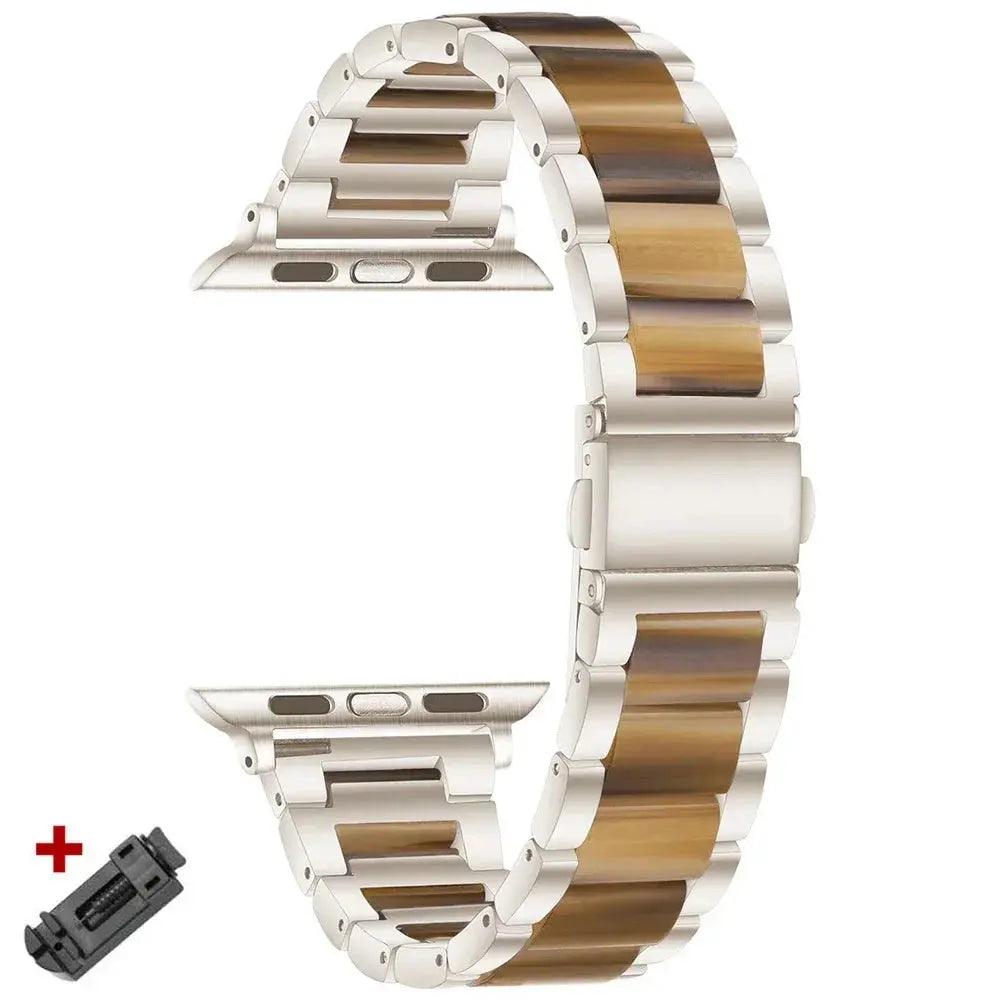 EleganceFit™ Resin & Stainless Steel Band for Apple Watch Series 11, Ultra 3, 10, 9, 8, 7, 6, SE (42mm–49mm)