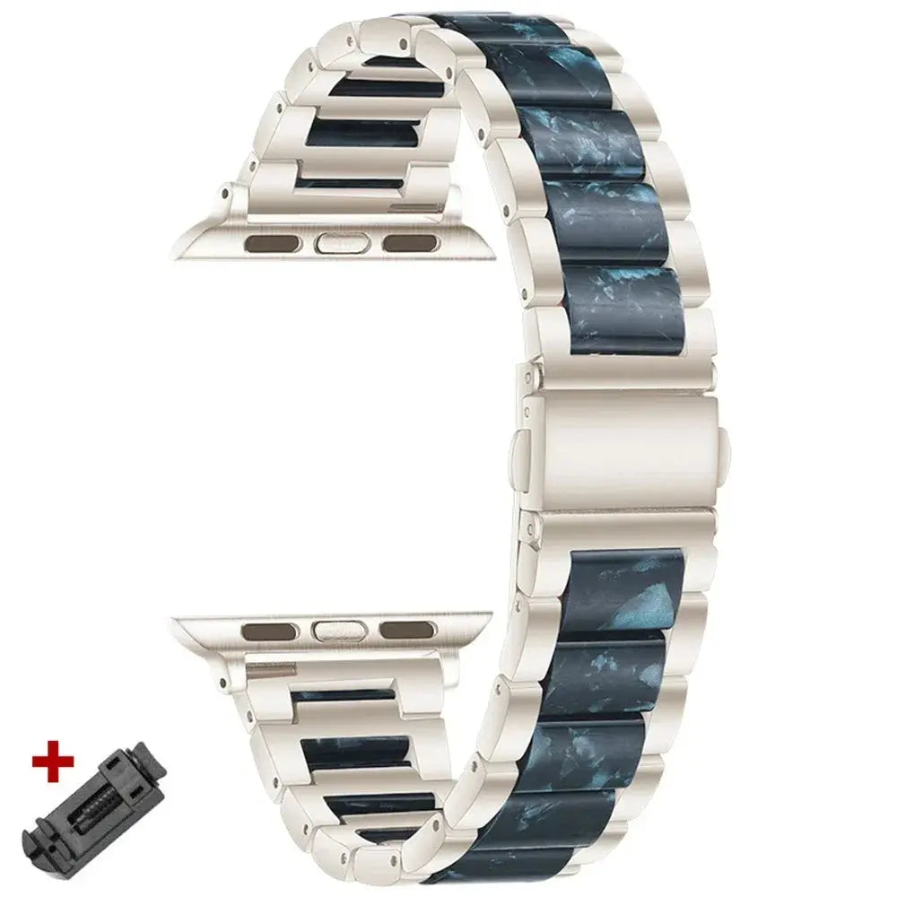 EleganceFit™ Resin & Stainless Steel Band for Apple Watch Series 11, Ultra 3, 10, 9, 8, 7, 6, SE (42mm–49mm)
