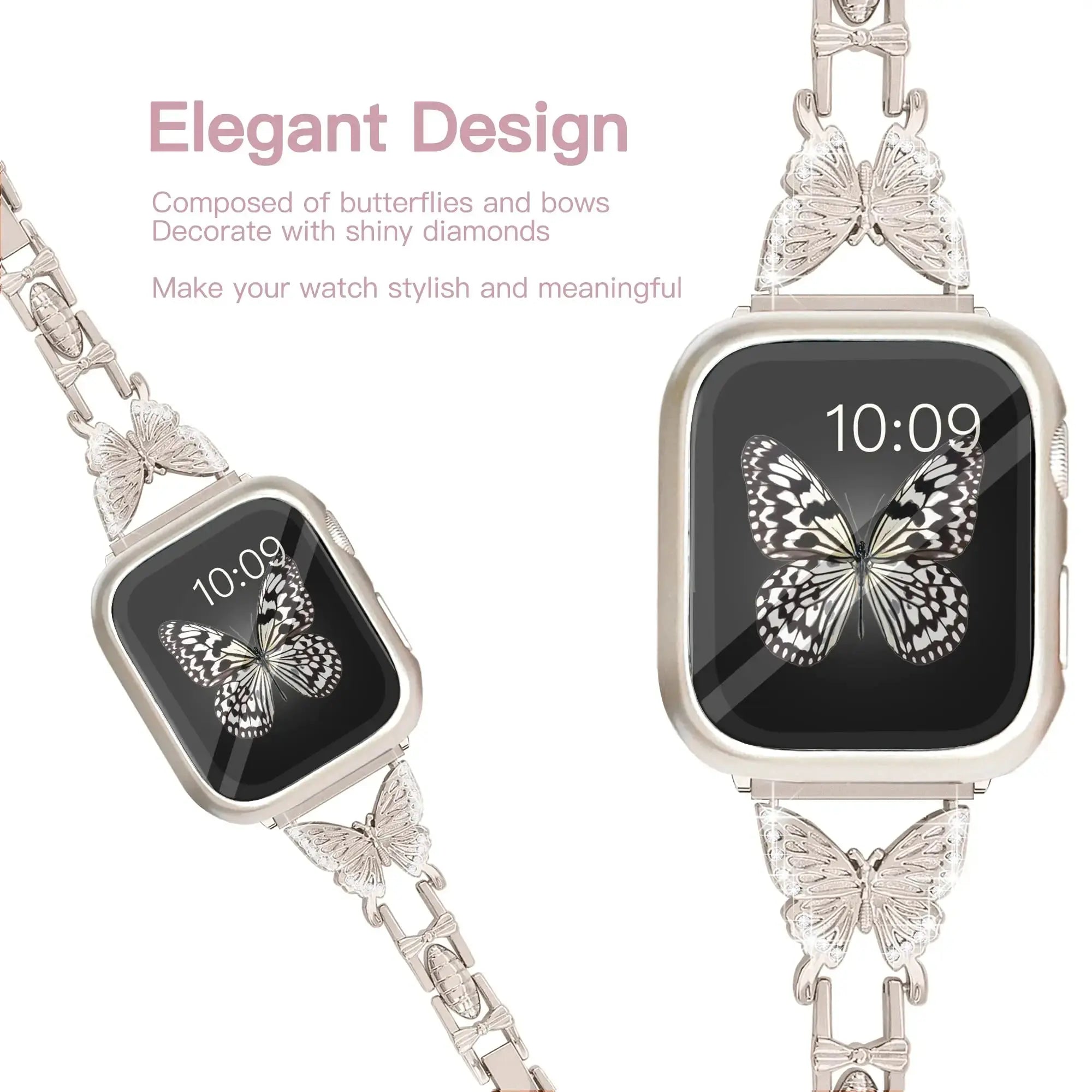 Diamond Butterfly for Apple Watch band 40mm 44mm 41mm 49mm 45mm 38mm Metal Bracelet iWatch series se 6 3 4 5 Ultra 2 8 9 strap Pinnacle Luxuries