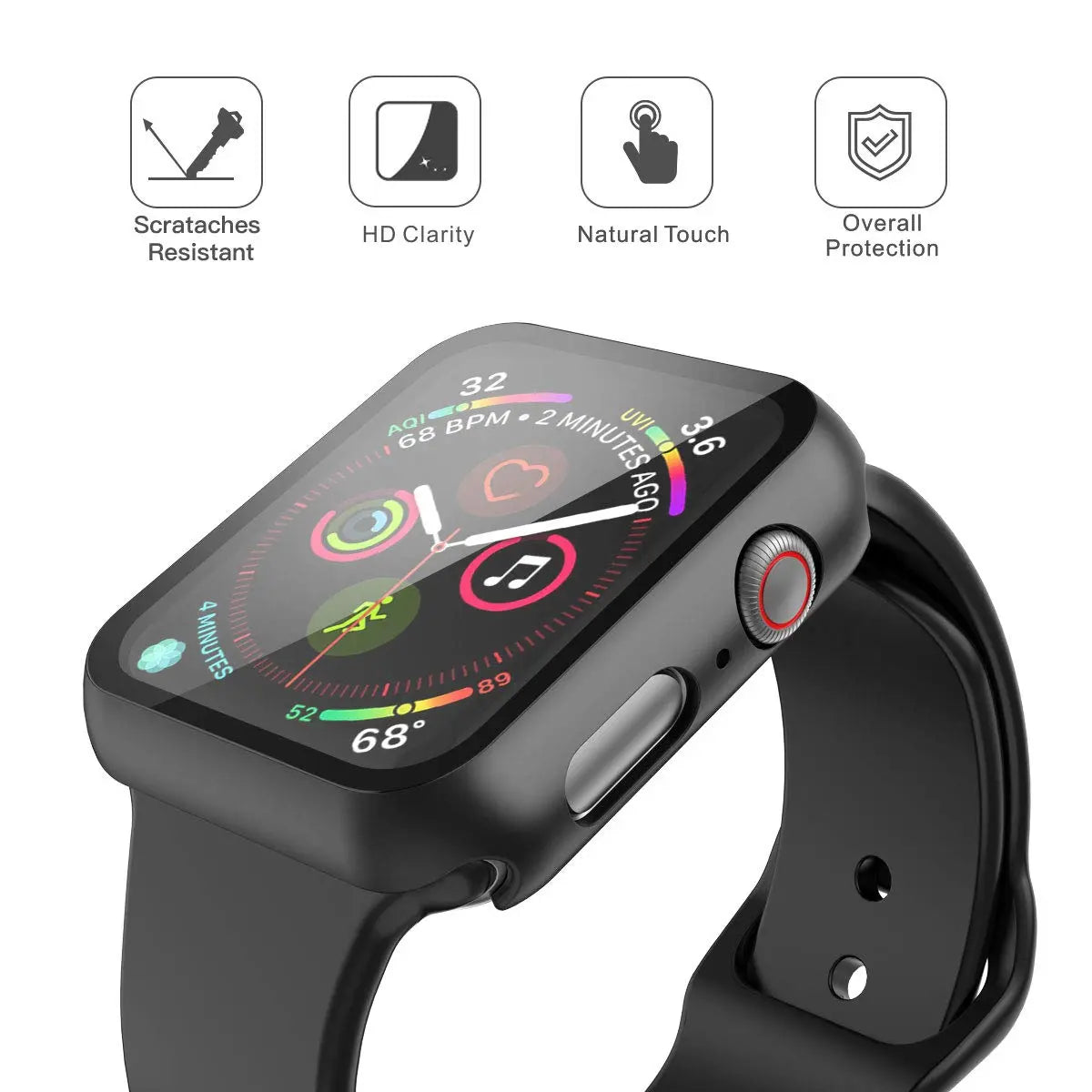 Glass+Cover For Apple Watch case 44mm 40mm 45mm 41mm 42mm 38mm iWatch Accessorie Screen Protector Apple watch serie 3 4 6 SE 7 8 Pinnacle Luxuries