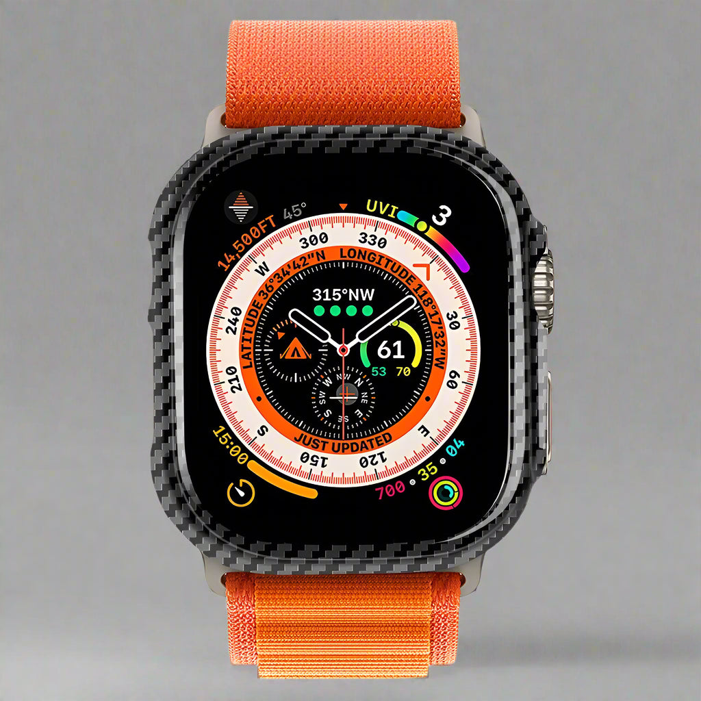 CarbonArmor Edge Case – Real Forged Carbon Fiber Protector for Apple Watch Ultra & Series 7–10 (Matte or Glossy)