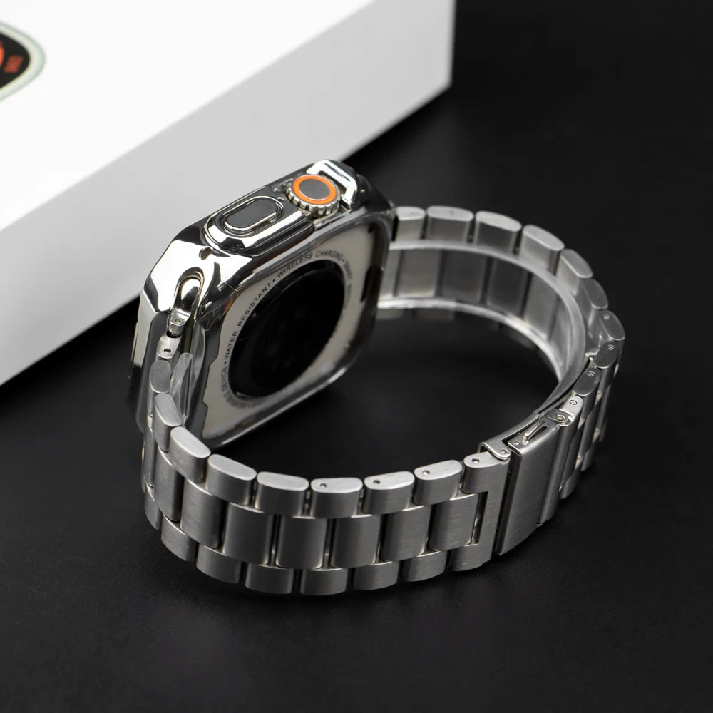 EliteGuard™ Stainless Steel Band & Protective Case for Apple Watch Ultra 3, Ultra 2, Ultra, Series 11–4 (49mm–40mm)