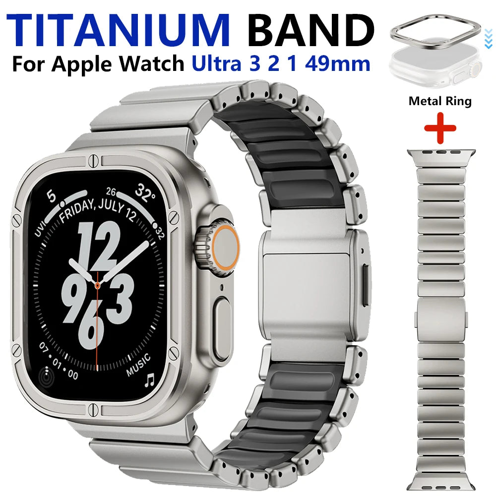 TitanEdge™ Prestige Titanium Band + Faceplate Bumper for Apple Watch Ultra 3 • 2 • 1 – 49 mm