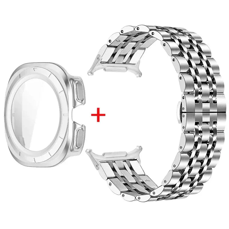 TitanShield ProMax: Premium Stainless Steel Band & Tempered Glass Protector for Samsung Galaxy Watch 7 Ultra 47mm