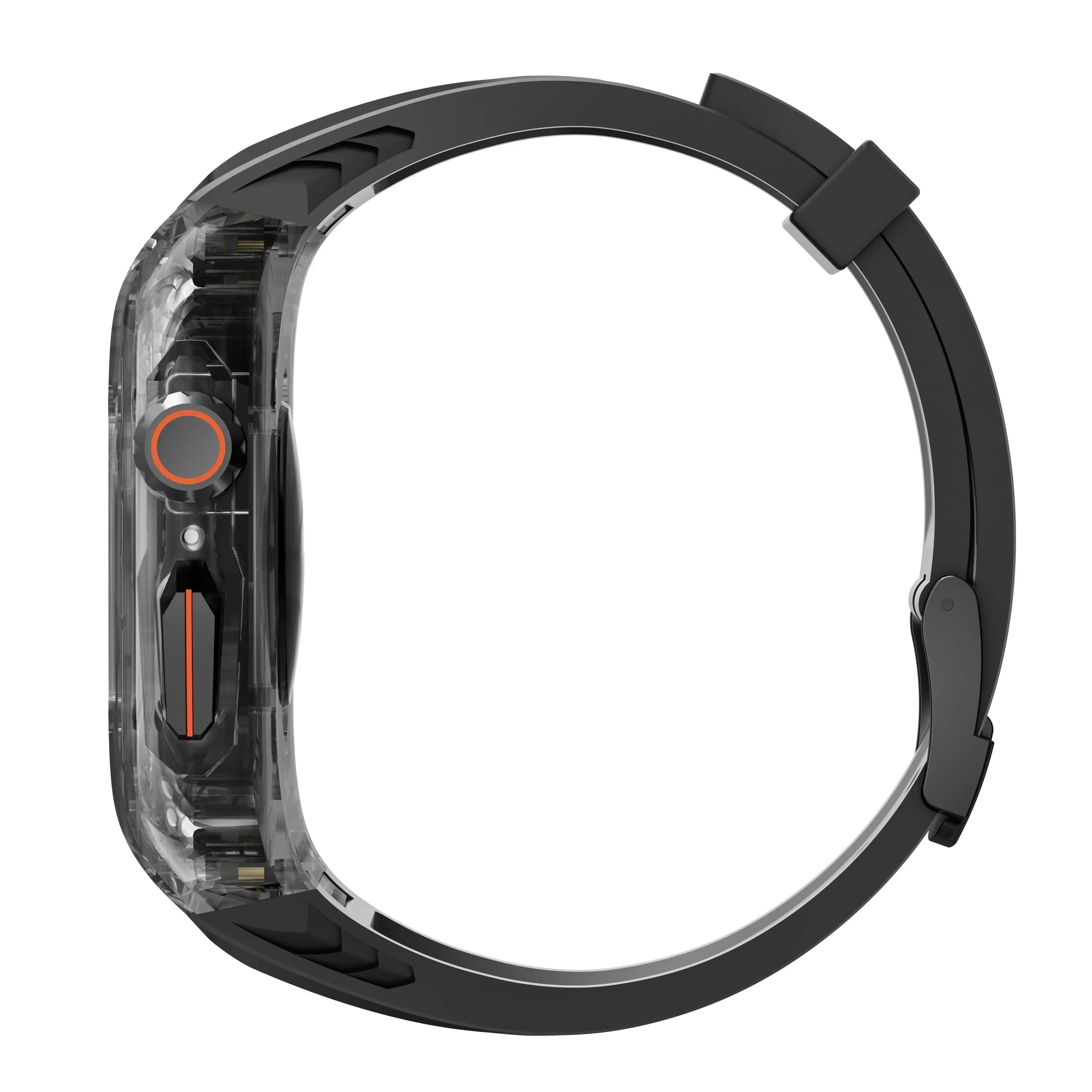 Suitable for Apple Watch series 9 8 7 6 5 4 40or41mm 44or45mm 49mm luxury modified strap transparent case+integrated TPU strap Pinnacle Luxuries