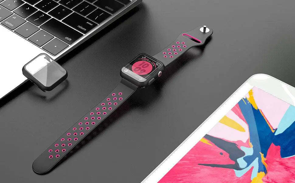 Spartan Stainless Steel Apple Watch Case Fortified Tempered Glass Screen Protector - Pinnacle Luxuries