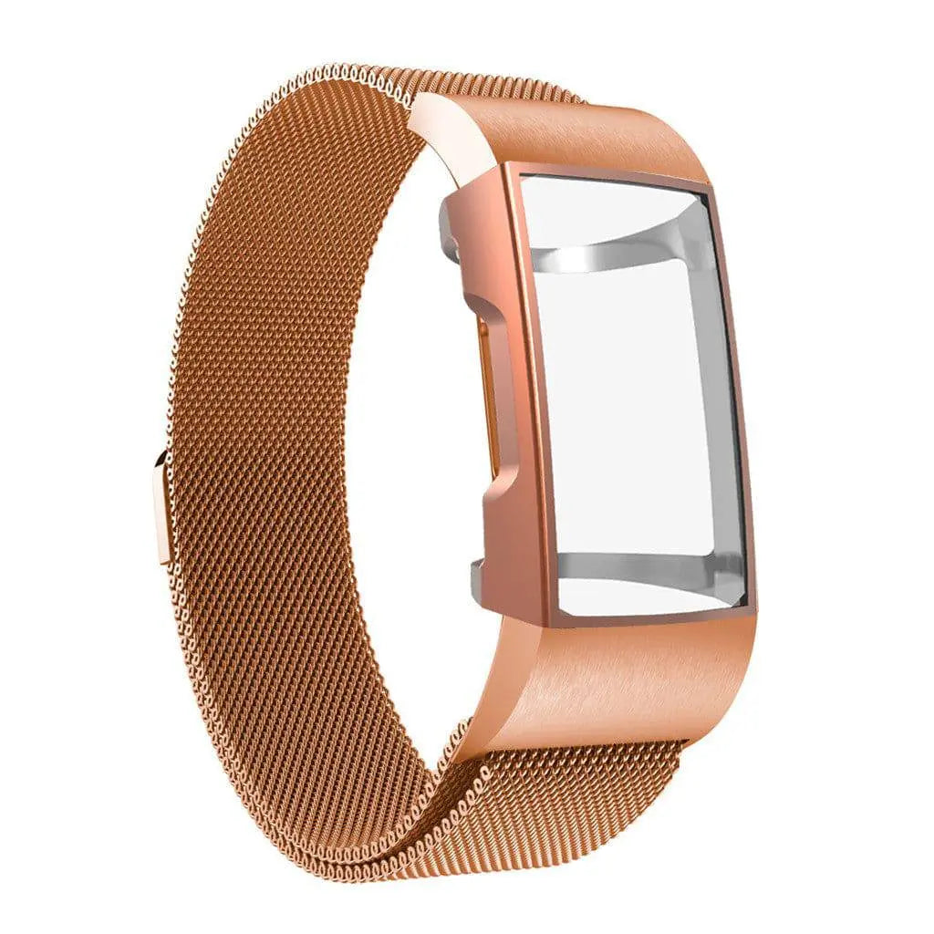 Fitbit Charge 3 & 4 Pristine Stainless Steel Mesh Watch Band Case - Pinnacle Luxuries