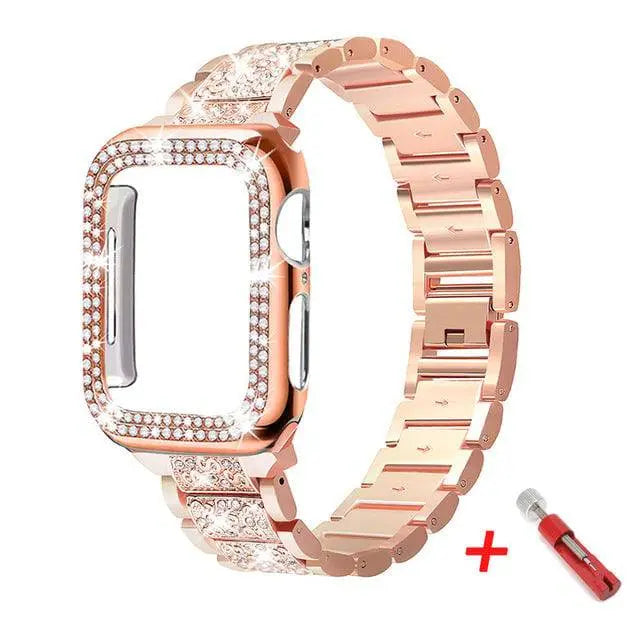 Apple Watch Diamond Pristine Stainless Steel Band With Case - Pinnacle Luxuries