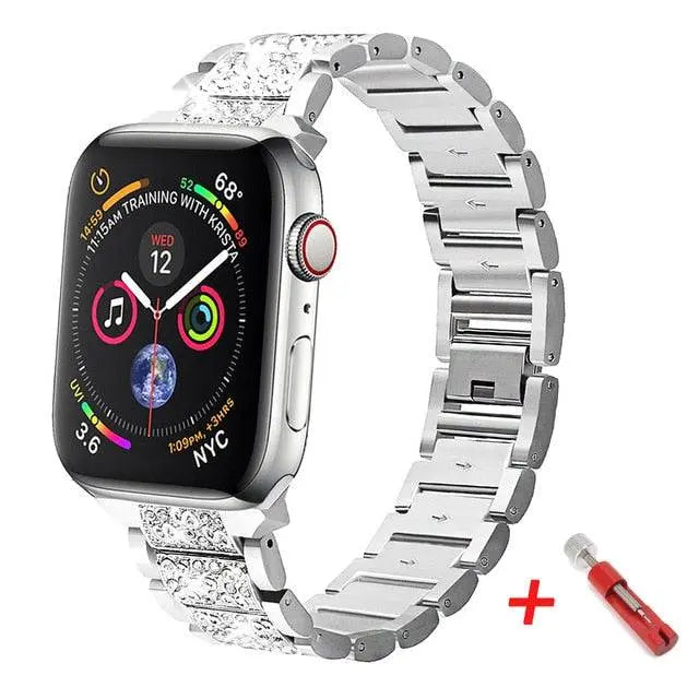 Apple Watch Diamond Pristine Stainless Steel Band With Case - Pinnacle Luxuries