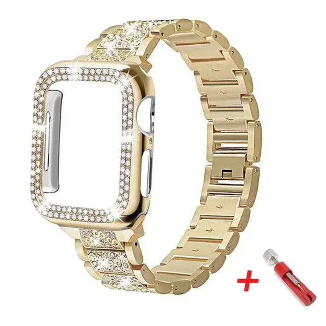 Apple Watch Diamond Pristine Stainless Steel Band With Case - Pinnacle Luxuries