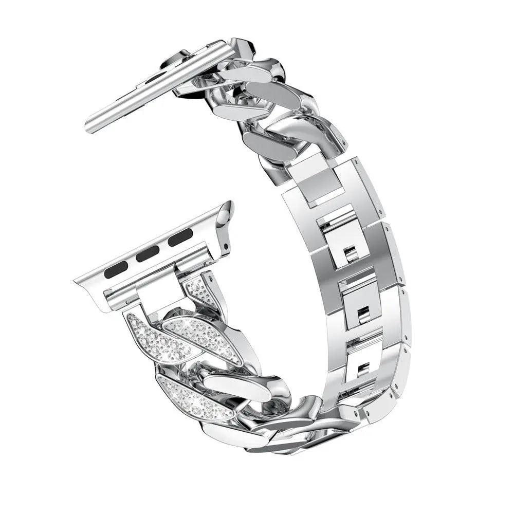 Custom Steel Link Diamond Band For Apple Watch Series 7 - Pinnacle Luxuries