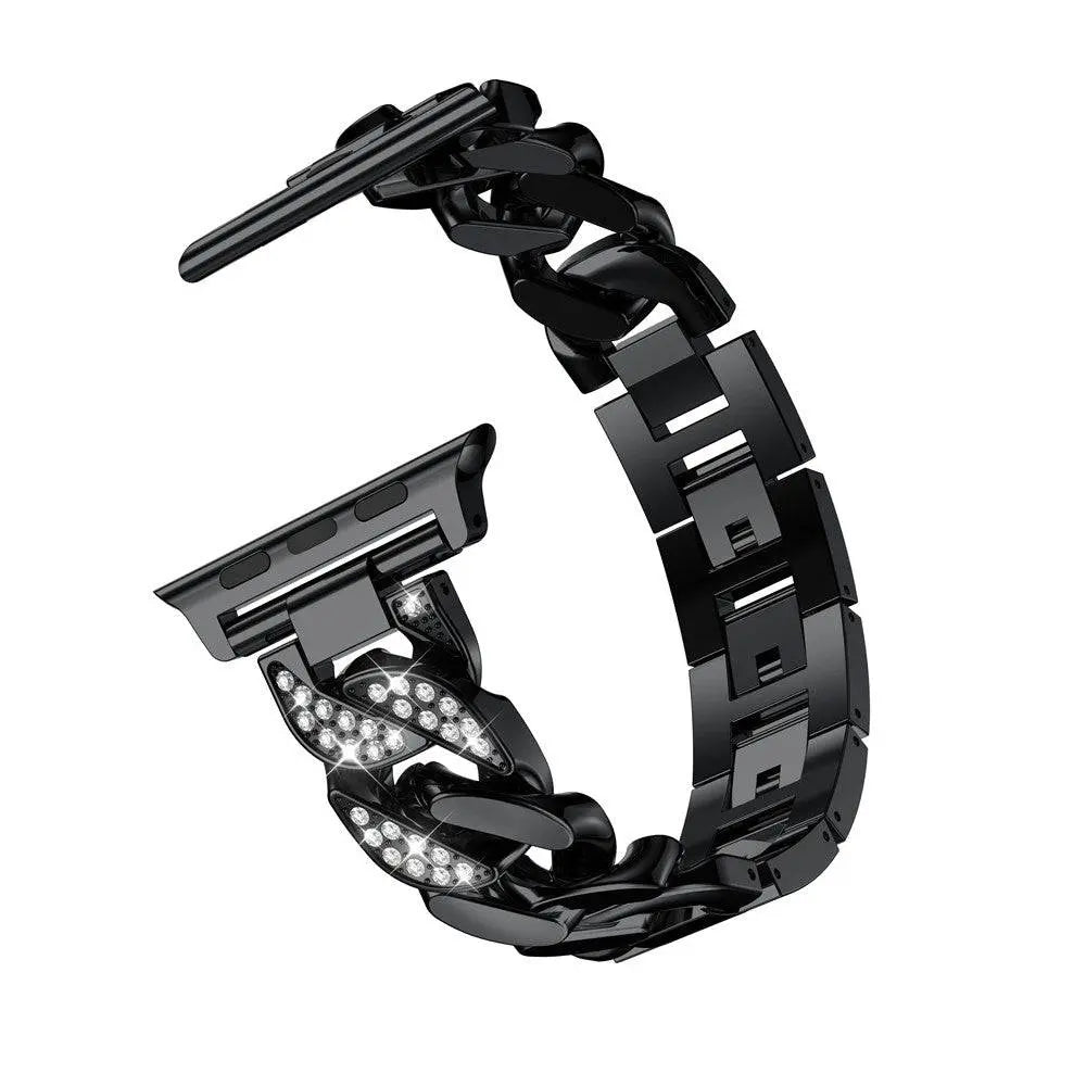 Custom Steel Link Diamond Band For Apple Watch Series 7 - Pinnacle Luxuries