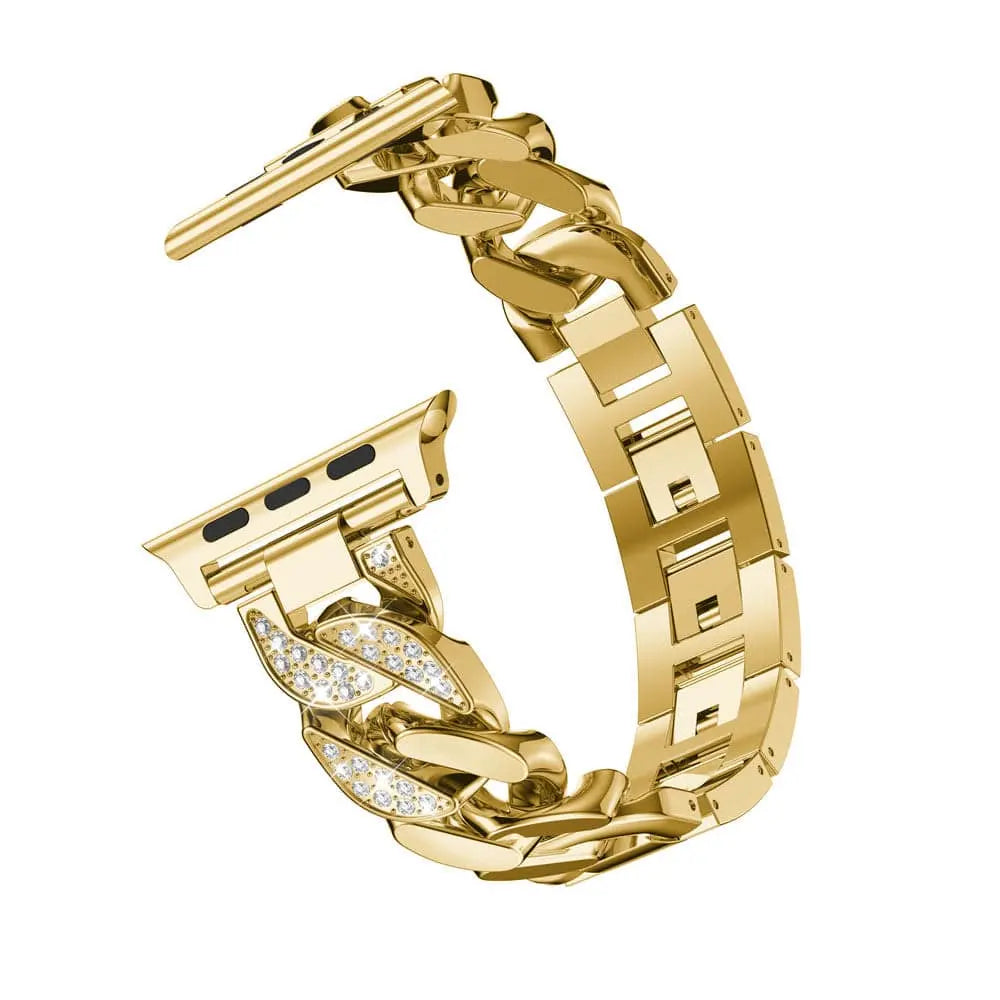 Custom Steel Link Diamond Band For Apple Watch Series 7 - Pinnacle Luxuries