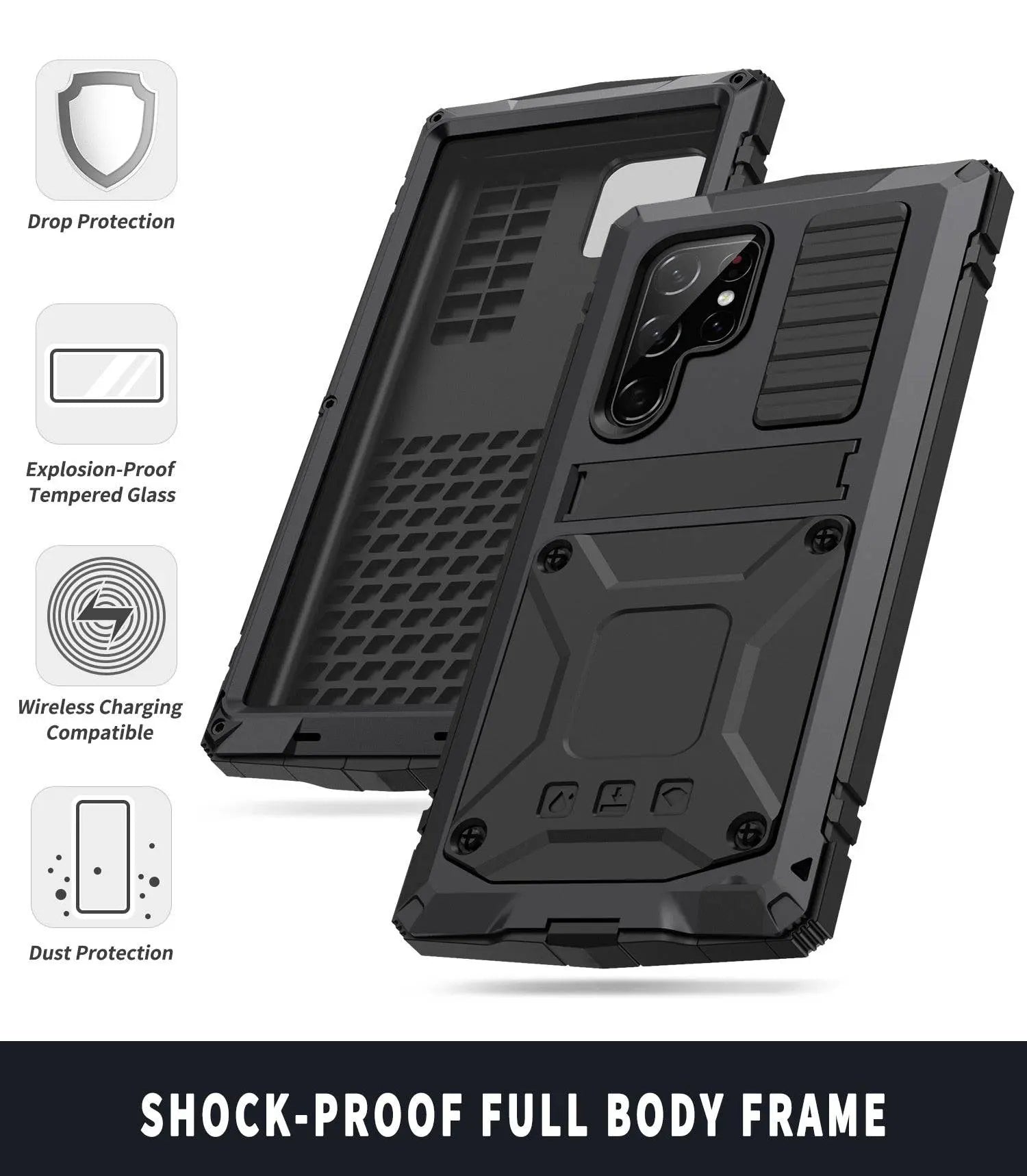 360 Full Metal Aluminum Armor Case For Samsung Galaxy S22 Plus S22 Ultra - Pinnacle Luxuries
