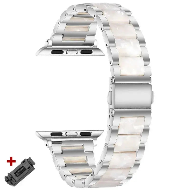EleganceFit™ Resin & Stainless Steel Band for Apple Watch Series 11, Ultra 3, 10, 9, 8, 7, 6, SE (42mm–49mm)