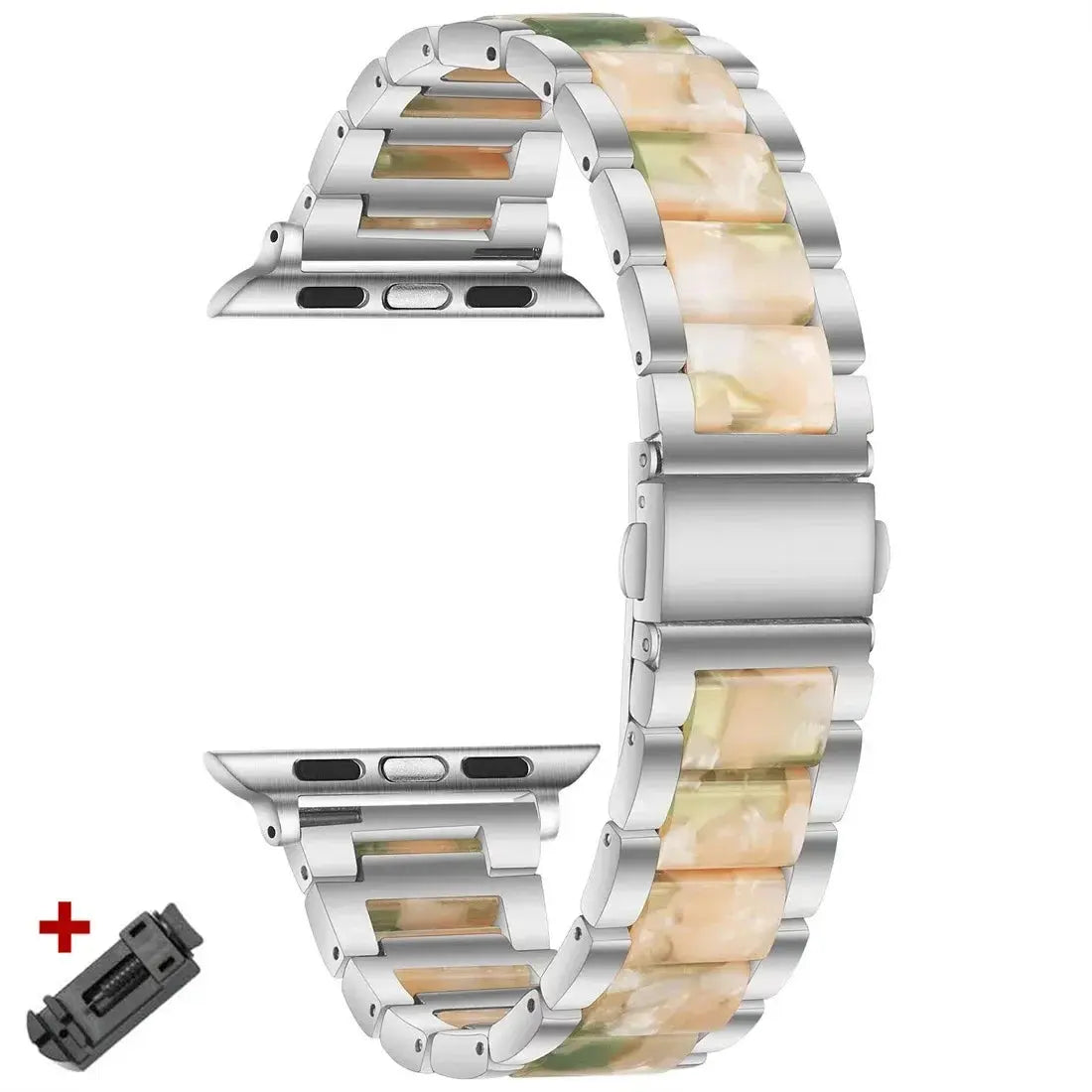 EleganceFit™ Resin & Stainless Steel Band for Apple Watch Series 11, Ultra 3, 10, 9, 8, 7, 6, SE (42mm–49mm)