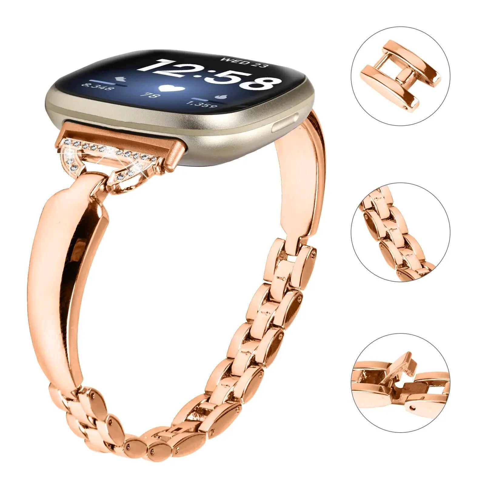 New Metal Watch Strap For Fitbit Versa 4 3 sense Smart watch Wrist Bracelet Band  Stainless Steel Zinc alloy diamond strap Pinnacle Luxuries
