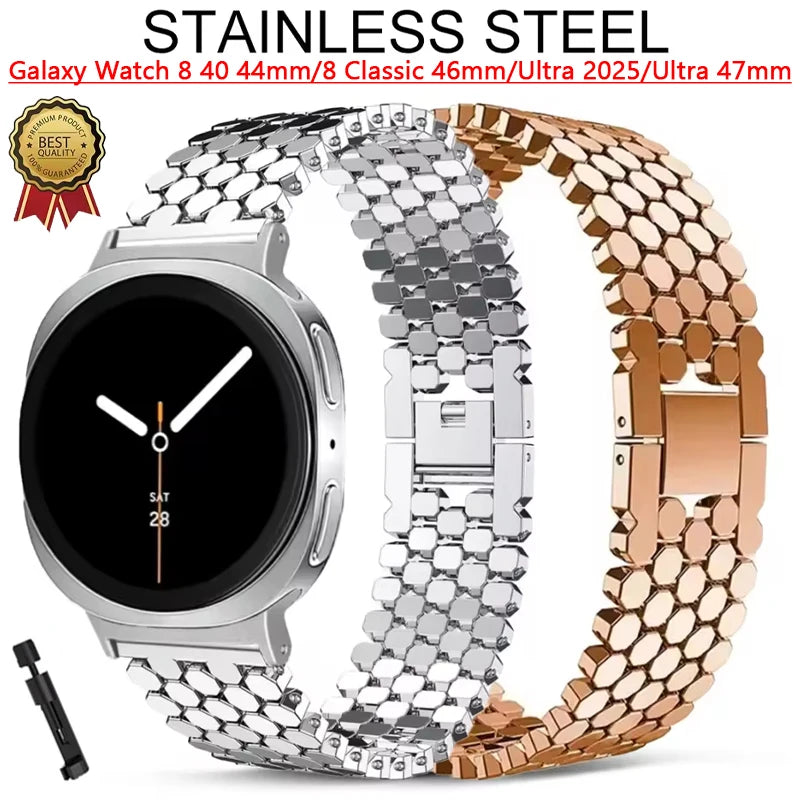 SnapFlex™ Stainless Steel Band for Samsung Galaxy Watch 8, Watch 8 Classic, and Galaxy Ultra 47mm (2025 Edition)