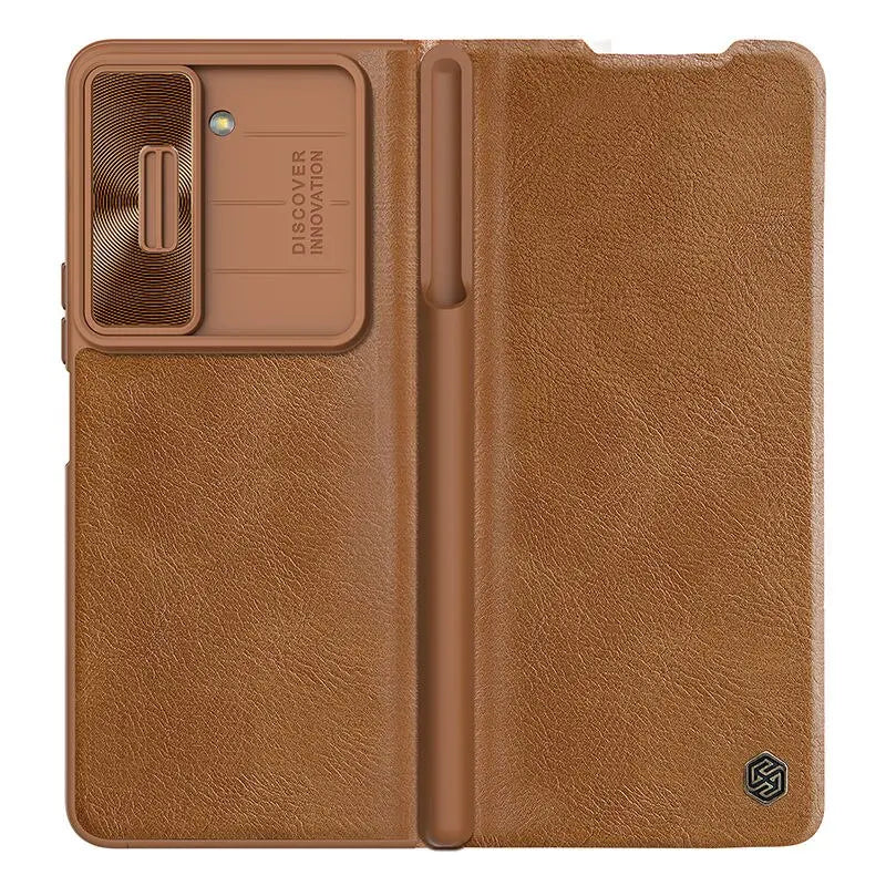 NILLKIN Qin Flip Leather Case for Samsung Galaxy Z Fold 5 with S-Pen Pocket Slide Camera Lens Cover Full Protection Phone Case Pinnacle Luxuries