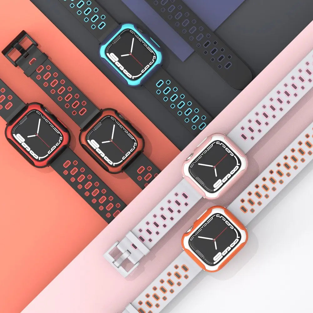 Rubber Mod Kit for Apple Watch Series 8 7 6 5 4 3 SE 40mm 41mm 44mm 45mm Screen Protector Silicone Strap for IWatch Accessories Pinnacle Luxuries