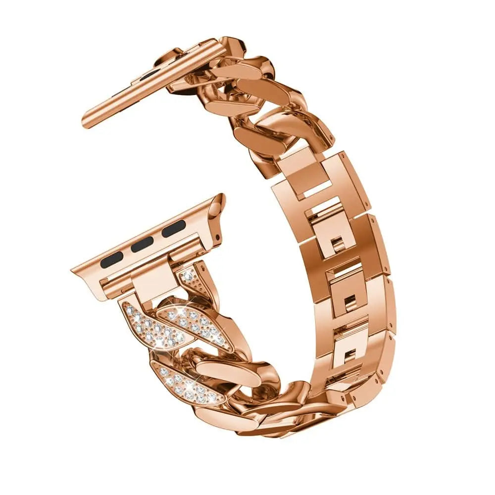 Custom Steel Link Diamond Band For Apple Watch Series 7 - Pinnacle Luxuries