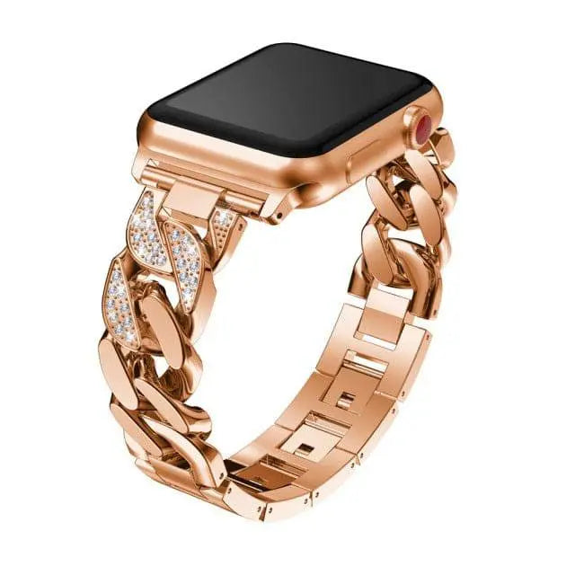 Custom Steel Link Diamond Band For Apple Watch Series 7 - Pinnacle Luxuries