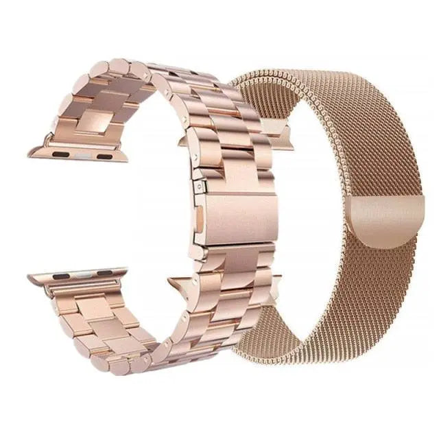 Premium Stainless Steel Mesh And Steel Link Bands 2 Pack For Apple Watch Series 7 - Pinnacle Luxuries